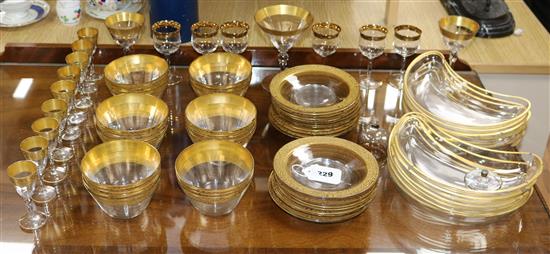 A collection of gilt-bordered table glassware,